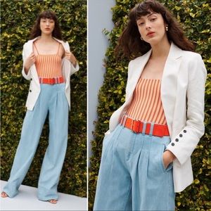 Veronica Beard Layla Wide-Leg High Waisted Cotton Blend Pants